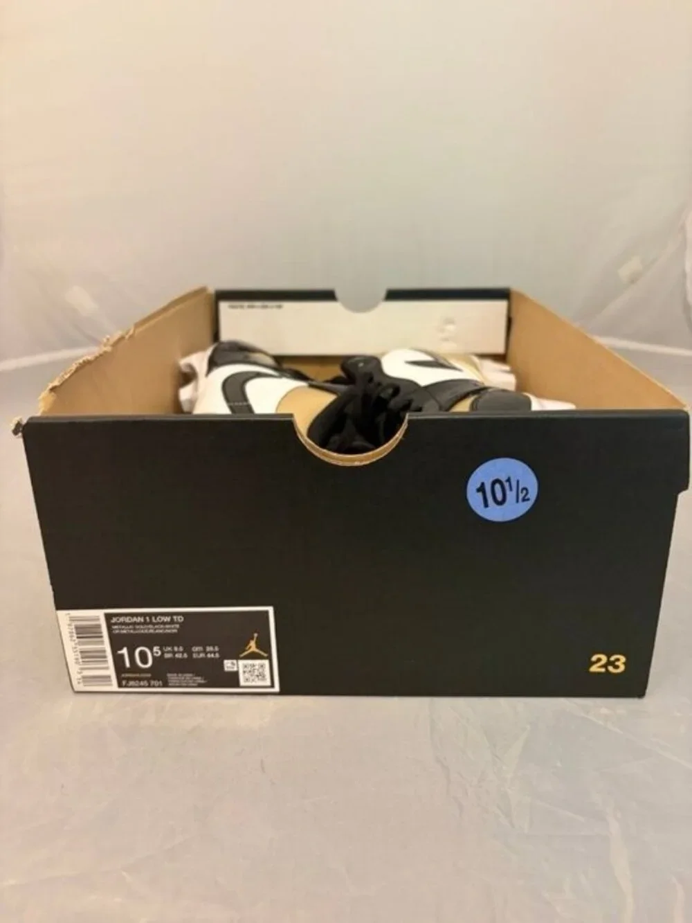 Jordan 1 low TD gold toe black football cleats men’s size 10.5 FJ6245 701 New